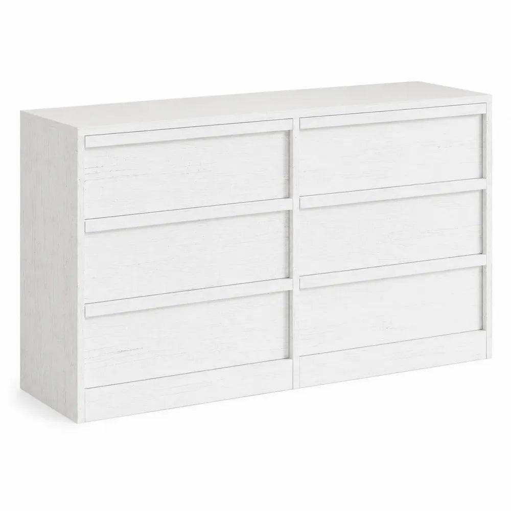 Commode en Bois Blanc avec 6 Tiroirs