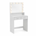 Coiffeuse avec Miroir Éclairé Blanc Bois