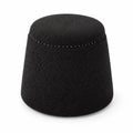 Tabouret rond en tissu bouclé noir avec détails en clous