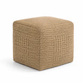 Pouf carré en tissu beige 40x40x40 cm