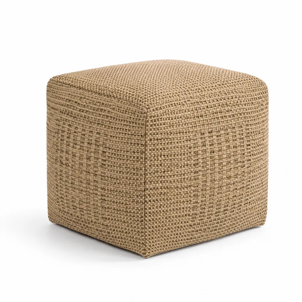 Pouf carré en tissu beige 40x40x40 cm