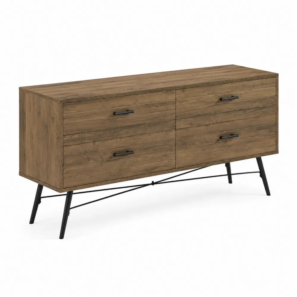 Commode bois avec tiroirs et pieds en métal