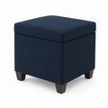 Pouf en tissu bleu foncé avec rangement 38x38x38 cm