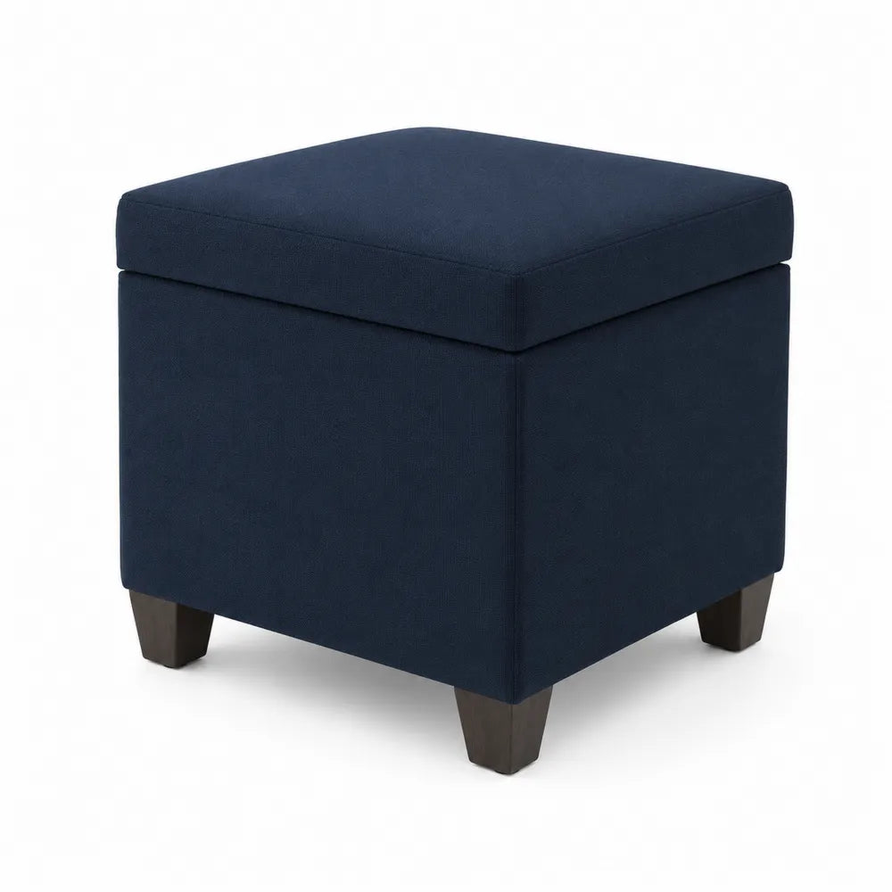 Pouf en tissu bleu foncé avec rangement 38x38x38 cm