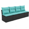Canapé modulable en résine tressée 4 places turquoise