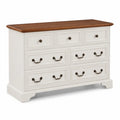 Commode en bois avec 7 tiroirs Blanc et Brun