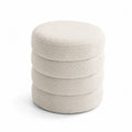 Repose-pieds rond en tissu bouclé écru